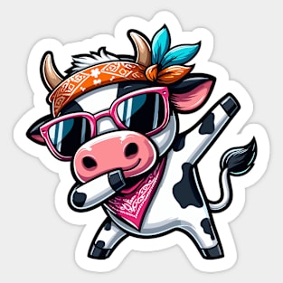 Dabbing Cow Sticker